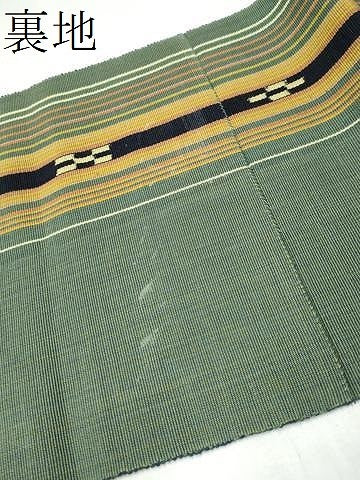 平和屋着物●沖縄県伝統工芸品　八重山ミンサー　手織り　八寸名古屋帯　幾何学間道　綿　逸品　CABJ8611hy