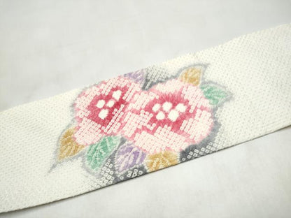 平和屋着物●名門　藤娘きぬたや・総絞り　九寸名古屋帯　草花文　正絹　逸品　CABJ8612hy