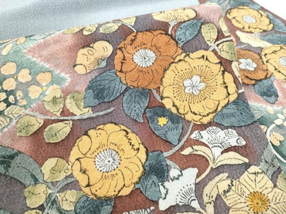 平和屋着物●九寸名古屋帯　辻が花　鬼しぼ縮緬　正絹　逸品　CABJ8613hy