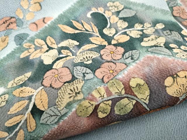 平和屋着物●九寸名古屋帯　辻が花　鬼しぼ縮緬　正絹　逸品　CABJ8613hy