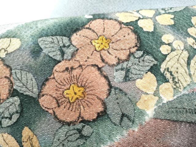 平和屋着物●九寸名古屋帯　辻が花　鬼しぼ縮緬　正絹　逸品　CABJ8613hy