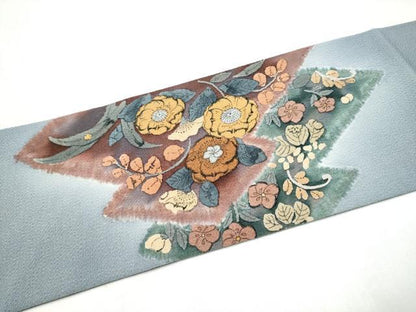 平和屋着物●九寸名古屋帯　辻が花　鬼しぼ縮緬　正絹　逸品　CABJ8613hy