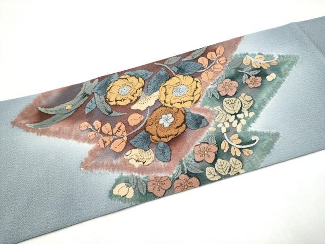 平和屋着物●九寸名古屋帯　辻が花　鬼しぼ縮緬　正絹　逸品　CABJ8613hy