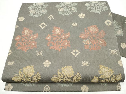 平和屋着物●九寸名古屋帯　吉祥更紗花文　正絹　逸品　CABJ8614hy