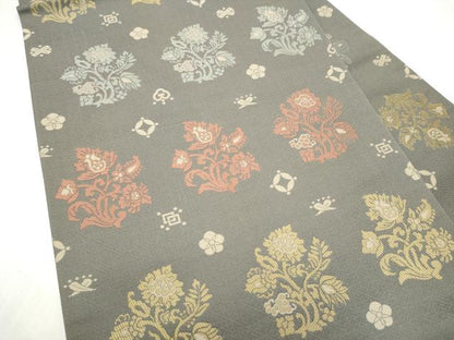 平和屋着物●九寸名古屋帯　吉祥更紗花文　正絹　逸品　CABJ8614hy