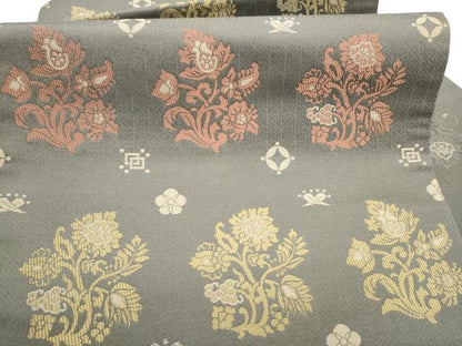 平和屋着物●九寸名古屋帯　吉祥更紗花文　正絹　逸品　CABJ8614hy