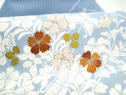 平和屋着物●京都祇園の老舗　ぎをん齋藤　九寸名古屋帯　駒刺繍　花蝶文　銀糸　正絹　逸品　CABJ8616hy