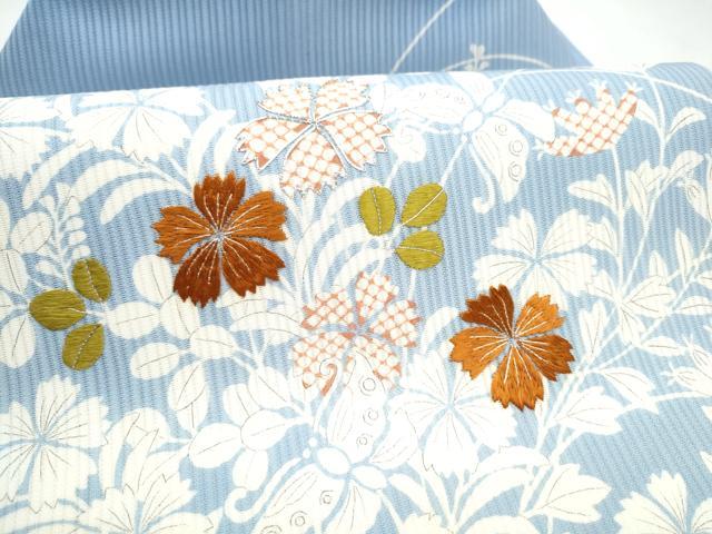 平和屋着物●京都祇園の老舗　ぎをん齋藤　九寸名古屋帯　駒刺繍　花蝶文　銀糸　正絹　逸品　CABJ8616hy