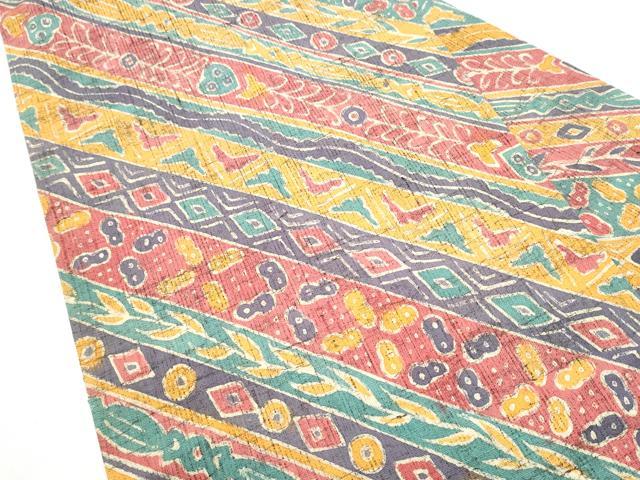 平和屋着物●九寸名古屋帯　ろうけつ染　斜線幾何学文　正絹　逸品　CABJ8617hy