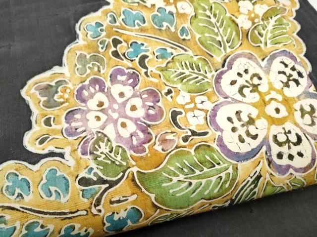平和屋着物●九寸名古屋帯　紬地　ろうけつ染　舞花文　正絹　逸品　CABJ8618hy