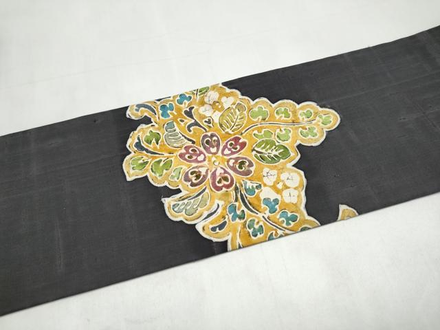 平和屋着物●九寸名古屋帯　紬地　ろうけつ染　舞花文　正絹　逸品　CABJ8618hy
