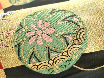 平和屋着物●アンティーク　大正ロマン　九寸名古屋帯　チン　金糸　正絹　逸品　CABJ8620hy