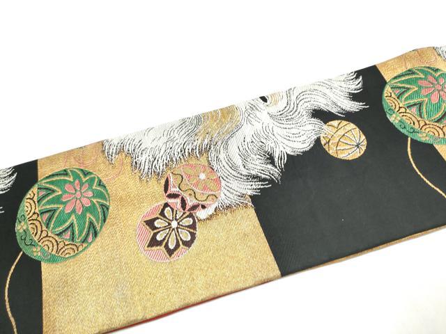 平和屋着物●アンティーク　大正ロマン　九寸名古屋帯　チン　金糸　正絹　逸品　CABJ8620hy