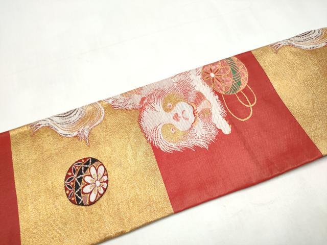 平和屋着物●アンティーク　大正ロマン　九寸名古屋帯　チン　金糸　正絹　逸品　CABJ8620hy