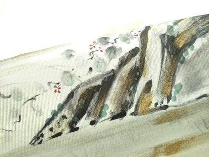 平和屋着物●塩瀬　九寸名古屋帯　作家物　手描き　虎　正絹　逸品　CABJ8632hy