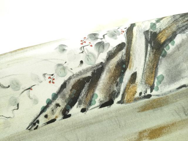 平和屋着物●塩瀬　九寸名古屋帯　作家物　手描き　虎　正絹　逸品　CABJ8632hy