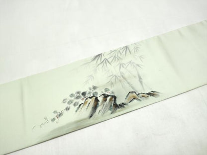 平和屋着物●塩瀬　九寸名古屋帯　作家物　手描き　虎　正絹　逸品　CABJ8632hy