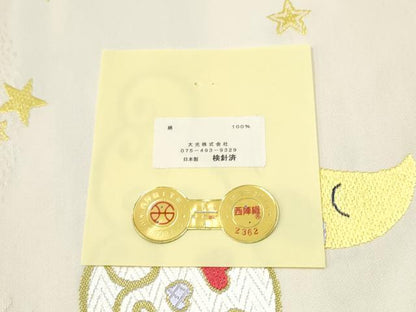 平和屋着物●西陣　大光謹製　九寸名古屋帯　猫　月　魔女　星　ハート　証紙付き　正絹　逸品　CABJ8640hy