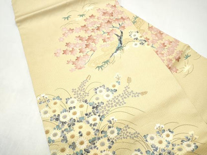 平和屋着物●九寸名古屋帯　作家物　草花文　金彩　正絹　逸品　CABJ8641hy
