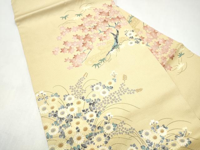 平和屋着物●九寸名古屋帯　作家物　草花文　金彩　正絹　逸品　CABJ8641hy
