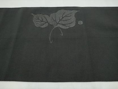 平和屋着物●爪搔き本綴れ　八寸名古屋帯　舞葉文　黒地　正絹　逸品　CABJ8643hy