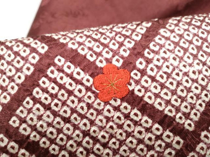 平和屋着物●九寸名古屋帯　絞り　刺繍　檜垣草花文　金糸　正絹　逸品　CABJ8656hy