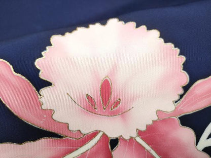 平和屋着物●塩瀬　九寸名古屋帯　枝花文　金彩　正絹　逸品　CABJ8667hy