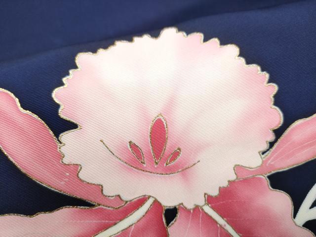 平和屋着物●塩瀬　九寸名古屋帯　枝花文　金彩　正絹　逸品　CABJ8667hy