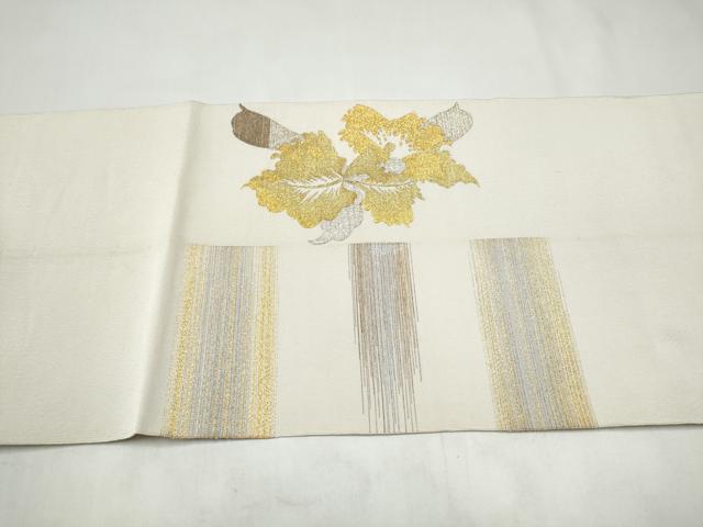 平和屋着物●爪搔き本綴れ　八寸名古屋帯　草花文　金銀糸　正絹　逸品　CABJ8668hy