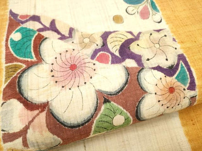平和屋着物●九寸名古屋帯　紬地　絞り　辻が花　正絹　逸品　CABJ8669hy
