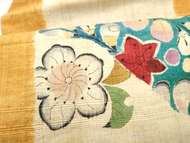 平和屋着物●九寸名古屋帯　紬地　絞り　辻が花　正絹　逸品　CABJ8669hy