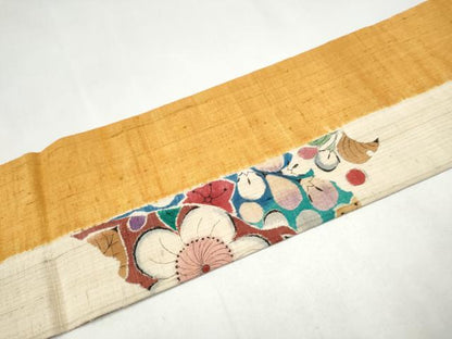 平和屋着物●九寸名古屋帯　紬地　絞り　辻が花　正絹　逸品　CABJ8669hy