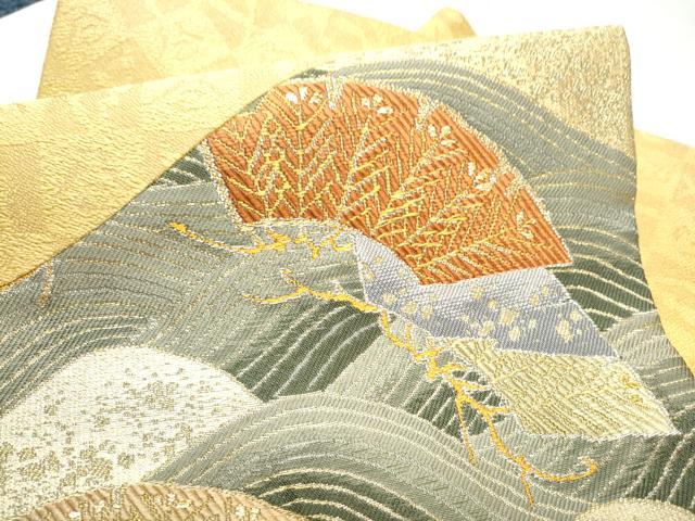 平和屋着物●創業280年　誉田屋源兵衛　九寸名古屋帯　切嵌　浜松文　金銀糸　正絹　逸品　CABJ8670hy