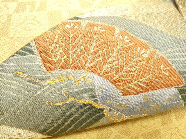 平和屋着物●創業280年　誉田屋源兵衛　九寸名古屋帯　切嵌　浜松文　金銀糸　正絹　逸品　CABJ8670hy
