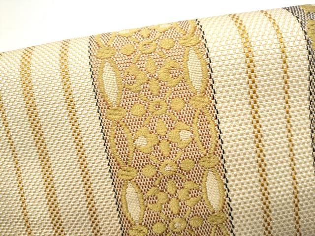 平和屋着物●本場筑前博多織　つけ帯　草花間道　正絹　逸品　CABJ8673hy