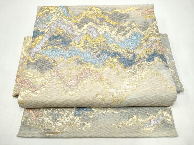 平和屋着物●つけ帯　霞文　金糸　正絹　逸品　CABJ8675hy