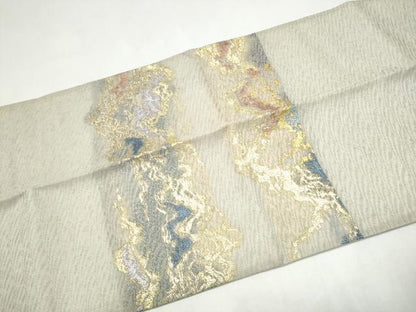 平和屋着物●つけ帯　霞文　金糸　正絹　逸品　CABJ8675hy
