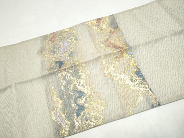 平和屋着物●つけ帯　霞文　金糸　正絹　逸品　CABJ8675hy