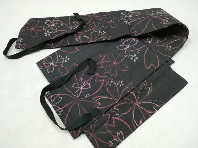 平和屋着物●つけ帯　紬地　舞桜文　正絹　逸品　CABJ8681hy