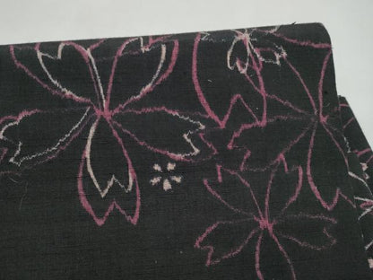平和屋着物●つけ帯　紬地　舞桜文　正絹　逸品　CABJ8681hy