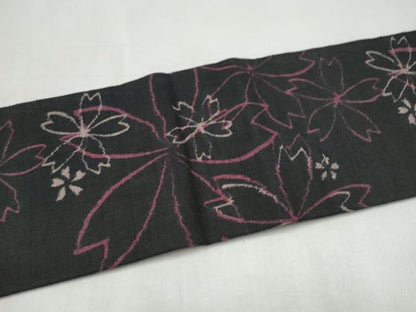 平和屋着物●つけ帯　紬地　舞桜文　正絹　逸品　CABJ8681hy
