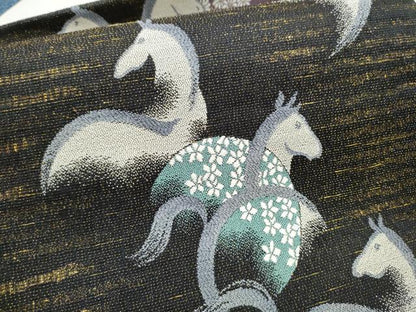 平和屋着物●つけ帯　馬　花丸文　正絹　逸品　CABJ8685hy