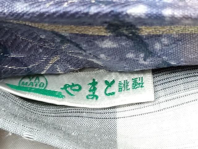 平和屋着物●両面　全通柄袋帯　花織　霞舞花文　銀糸　やまと誂製　正絹　逸品　CABJ8698hy