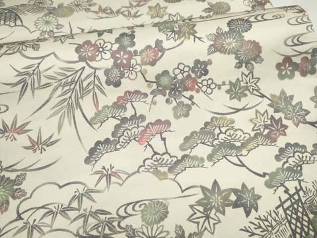 平和屋着物●両面　全通柄袋帯　松竹梅　正絹　逸品　CABJ8705hy