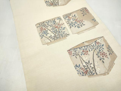 平和屋着物●名門木屋太　今河織物　六通柄袋帯　陶器枝花文　正絹　逸品　CABJ8709hy