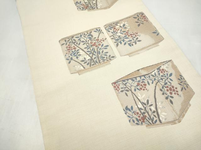 平和屋着物●名門木屋太　今河織物　六通柄袋帯　陶器枝花文　正絹　逸品　CABJ8709hy