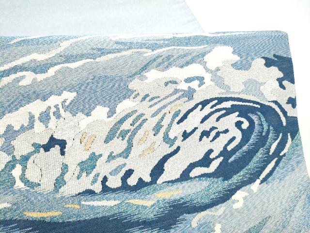 平和屋着物●爪搔き本綴れ　両面　太鼓柄袋帯　流水文　金銀糸　やまと誂製　正絹　逸品　CABJ8712hy