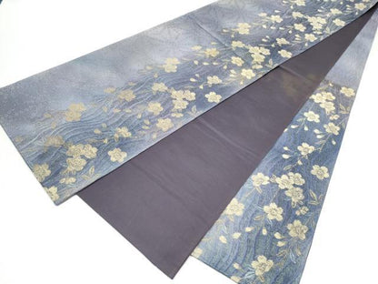 平和屋着物●六通柄袋帯　枝垂れ桜文　金糸　正絹　逸品　CABJ8721hy