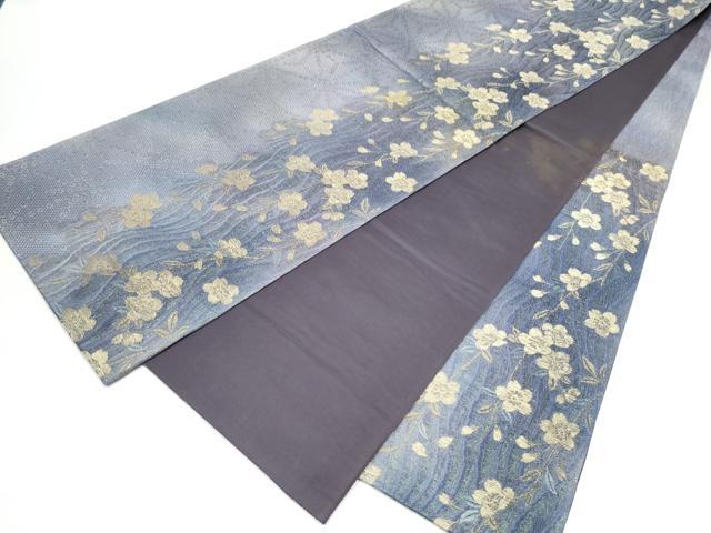 平和屋着物●六通柄袋帯　枝垂れ桜文　金糸　正絹　逸品　CABJ8721hy