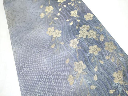 平和屋着物●六通柄袋帯　枝垂れ桜文　金糸　正絹　逸品　CABJ8721hy